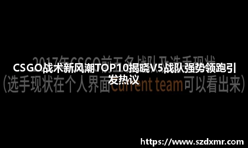 CSGO战术新风潮TOP10揭晓V5战队强势领跑引发热议